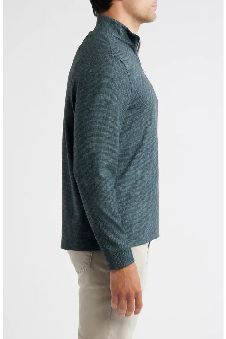 Johnnie-O Mikey Fleece 1/4 Zip Pullover - Printed Check: Mallard