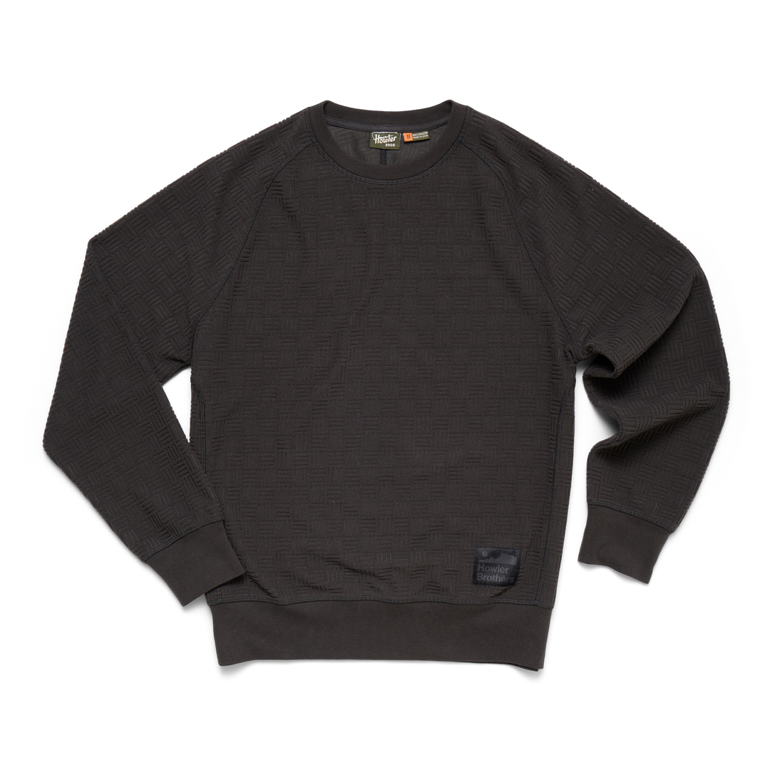 Howler Bros Eleos Fleece Crewneck: Grids - Antique Black