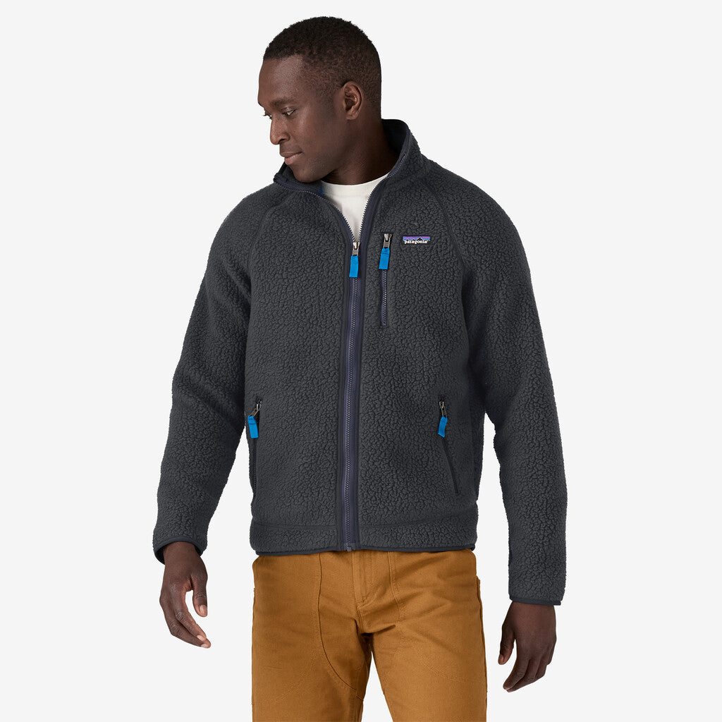 Patagonia Men's Retro Pile Fleece Jacket: Pitch Blue w/ Endless Blue