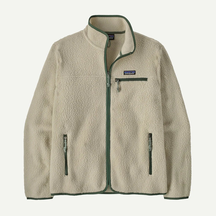 Patagonia Men's Retro Pile Fleece Jacket: Pelican w/ Canopy Green