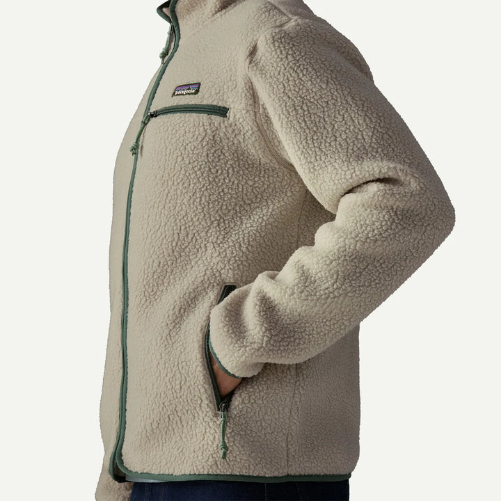 Patagonia Men's Retro Pile Fleece Jacket: Pelican w/ Canopy Green