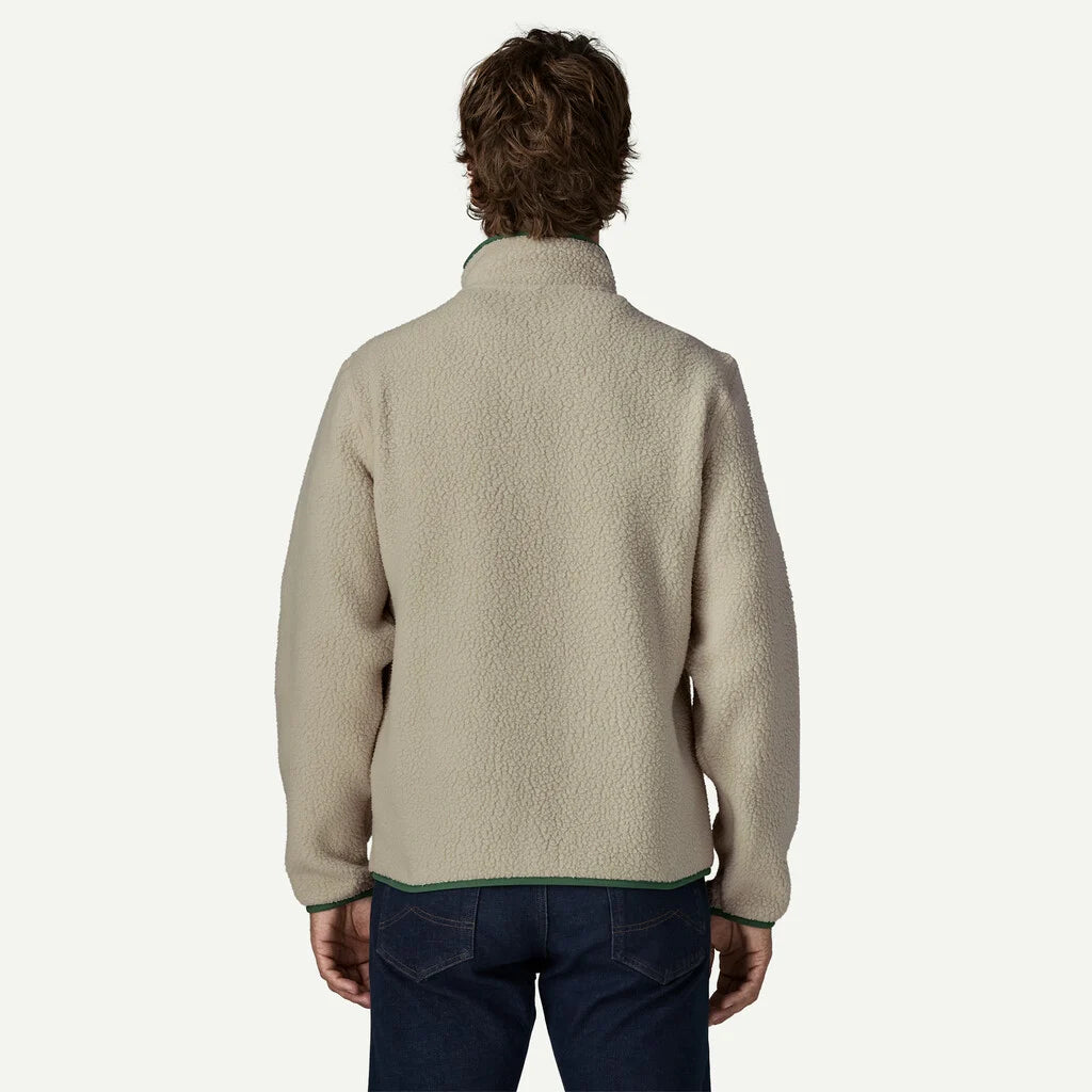 Patagonia Men's Retro Pile Fleece Jacket: Pelican w/ Canopy Green