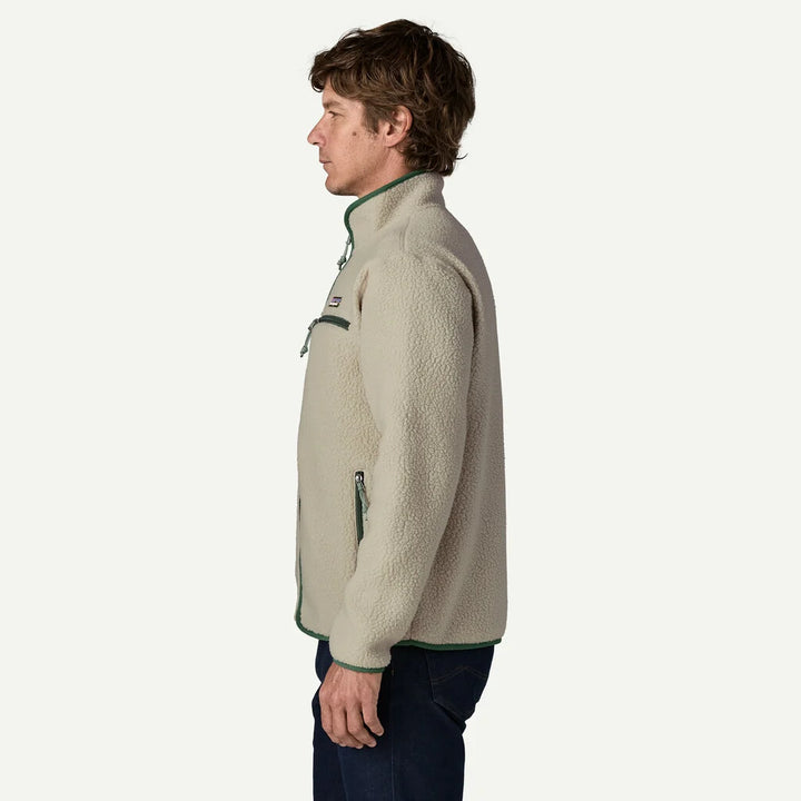 Patagonia Men's Retro Pile Fleece Jacket: Pelican w/ Canopy Green