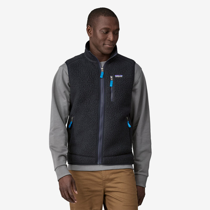 Patagonia Men's Retro Pile Fleece Vest: Pitch Blue w/ Endless Blue