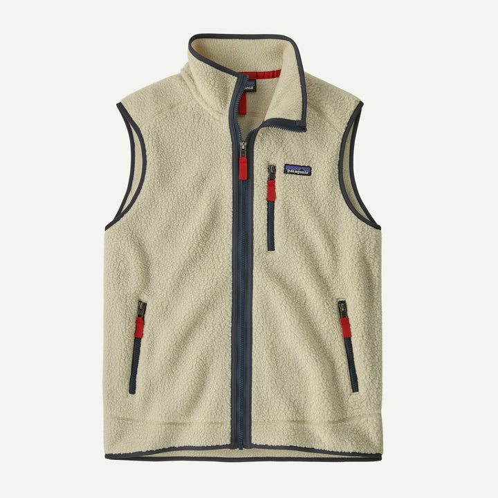 Patagonia Men's Retro Pile Fleece Vest: Pelican w/ Smolder Blue
