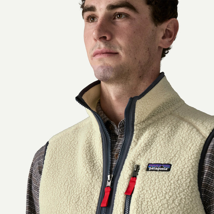 Patagonia Men's Retro Pile Fleece Vest: Pelican w/ Smolder Blue