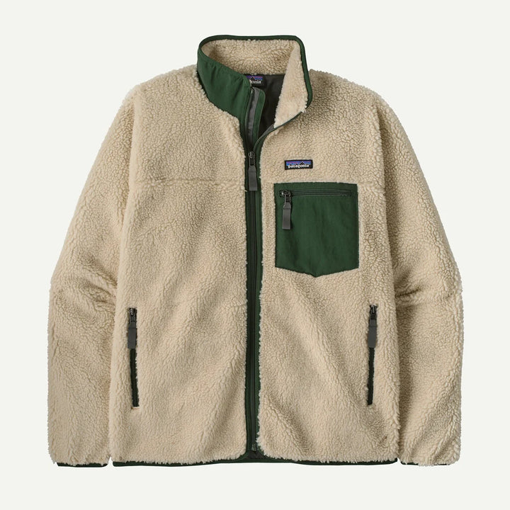 Patagonia Men's Classic Retro-X® Fleece Jacket: Dark Natural w/ Treeline Green