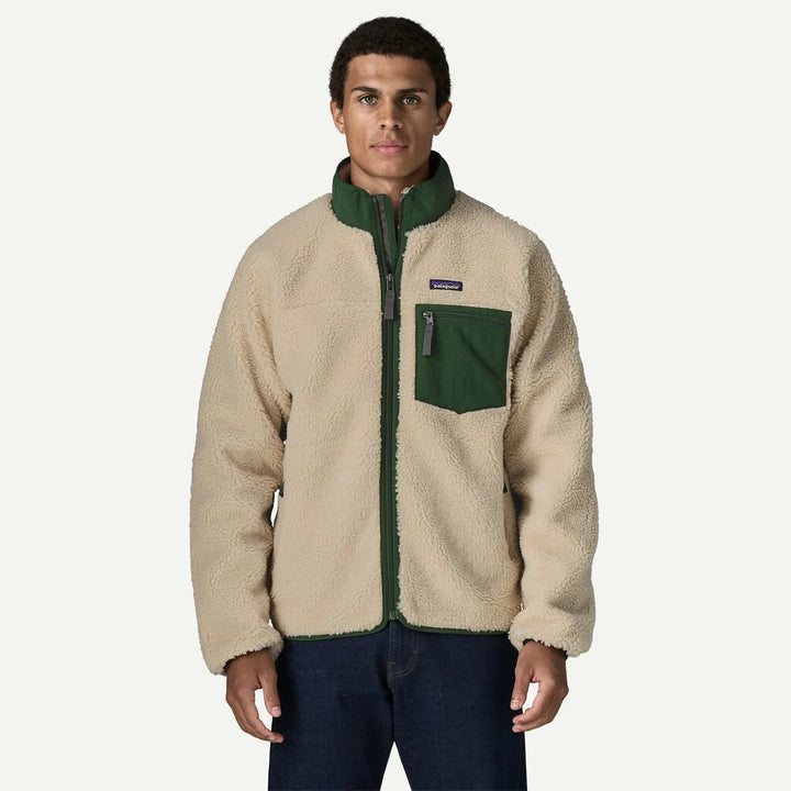 Patagonia Men's Classic Retro-X® Fleece Jacket: Dark Natural w/ Treeline Green