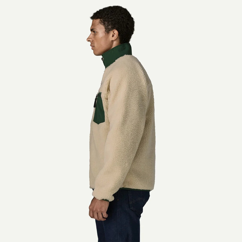 Patagonia Men's Classic Retro-X® Fleece Jacket: Dark Natural w/ Treeline Green