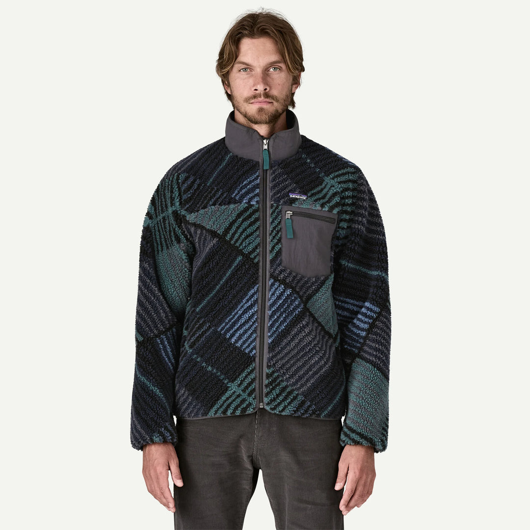 Patagonia Men's Classic Retro-X® Fleece Jacket: Rainfall Quilt - Ink Black