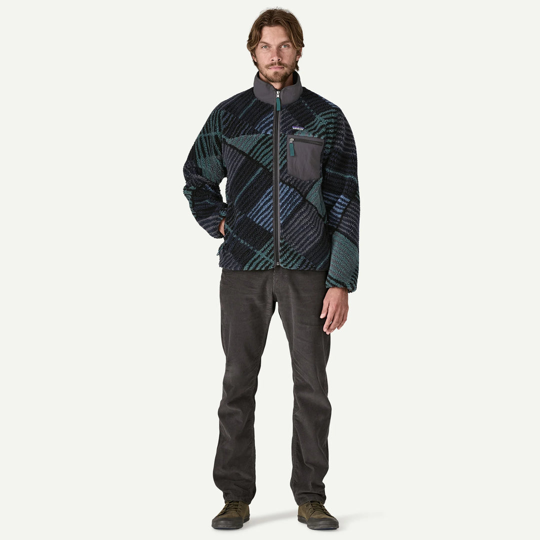 Patagonia Men's Classic Retro-X® Fleece Jacket: Rainfall Quilt - Ink Black