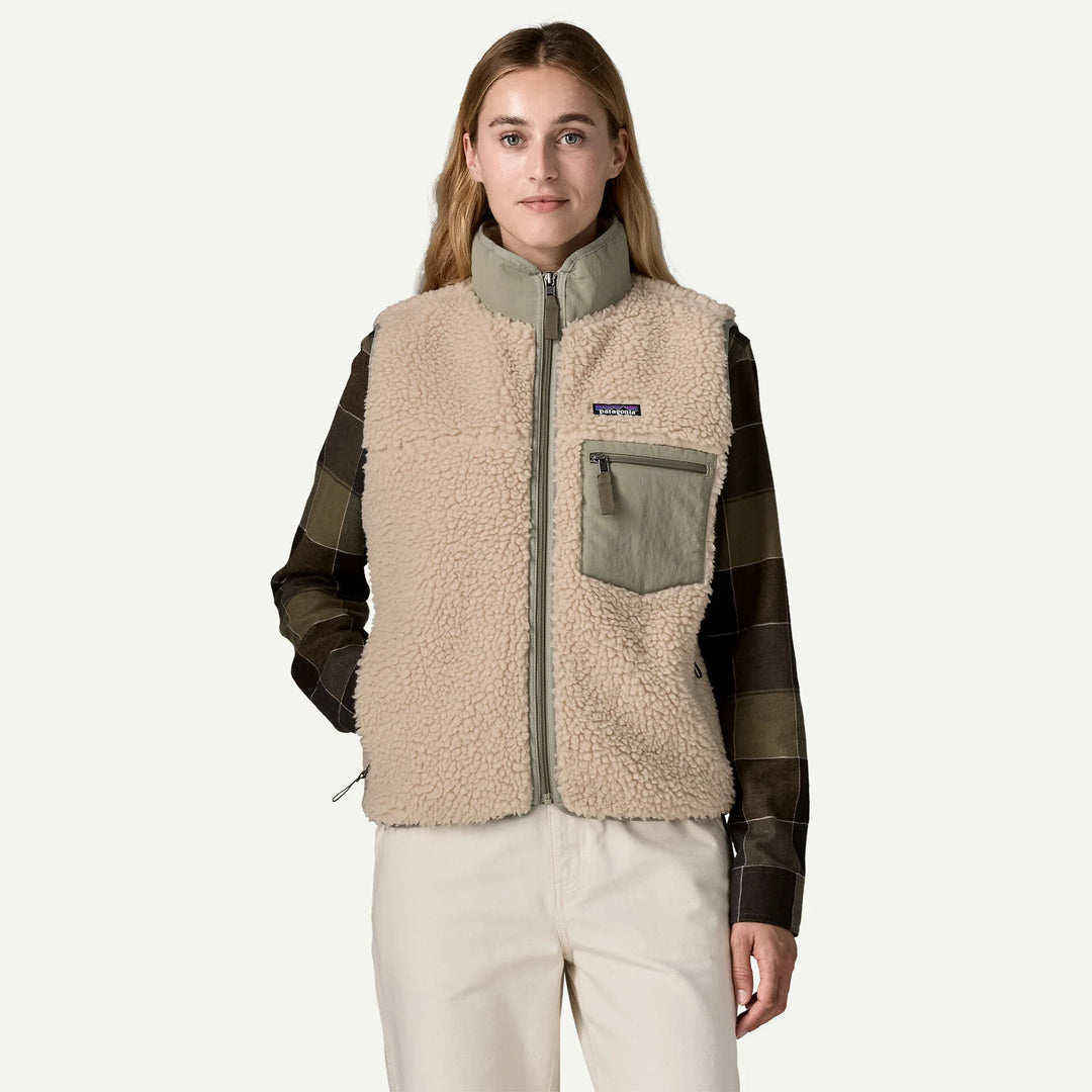 Patagonia Women's Classic Retro-X® Fleece Vest: Dark Natural w/ River Rock Green