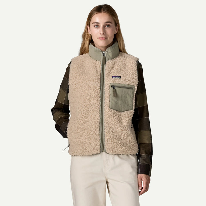 Patagonia Women's Classic Retro-X® Fleece Vest: Dark Natural w/ River Rock Green