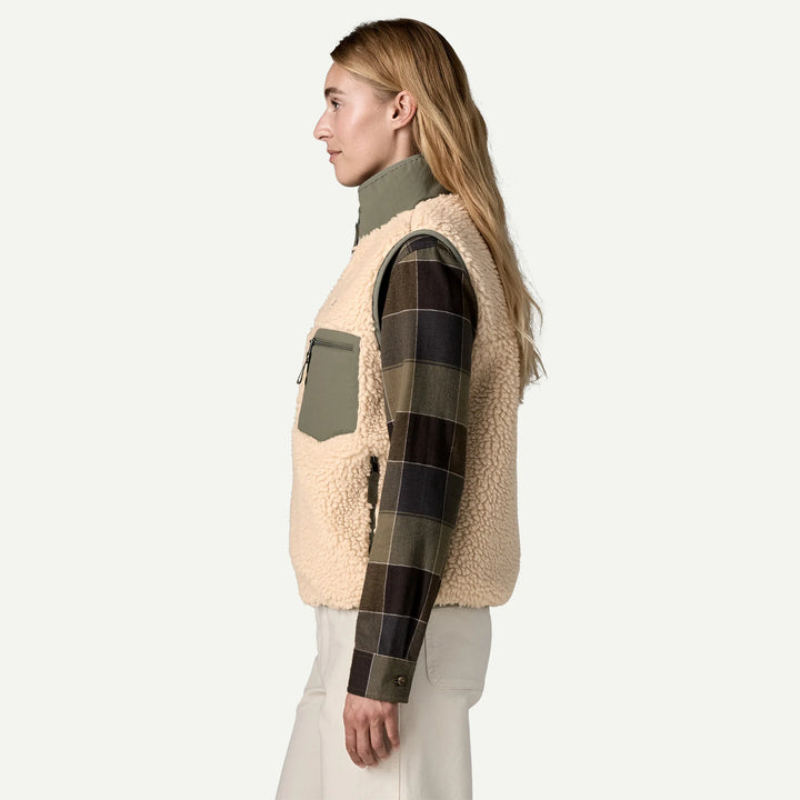 Patagonia Women's Classic Retro-X® Fleece Vest: Dark Natural w/ River Rock Green
