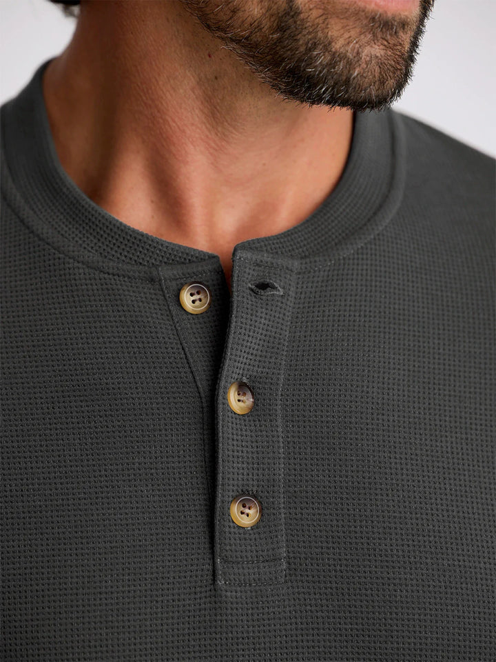 Free Fly Men's Waffle Long Sleeve Henley: Midnight