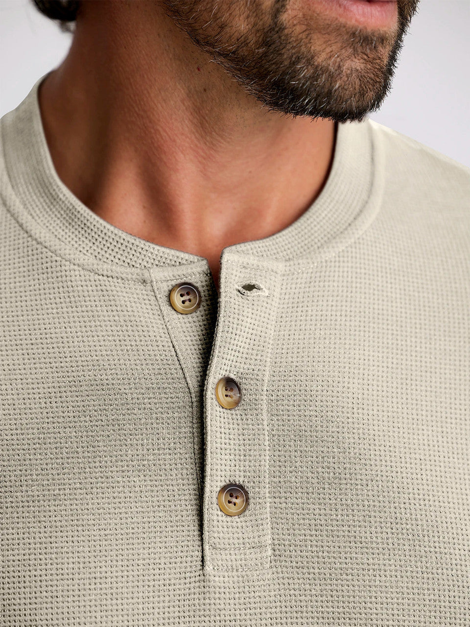 Free Fly Men's Waffle Long Sleeve Henley: Sandstone