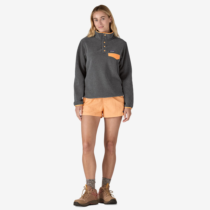 Patagonia Women's Lightweight Synchilla® Snap-T® Fleece Pullover: Nickel w/ Vivid Apricot