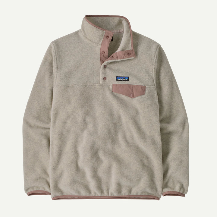 Patagonia Women's Lightweight Synchilla® Snap-T® Fleece Pullover: Oatmeal Heather w/ Moonrise Taupe
