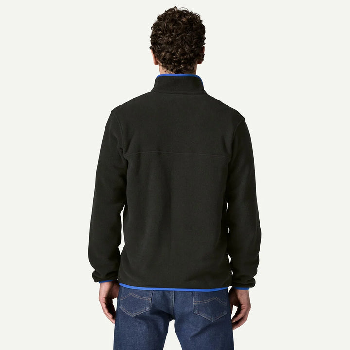 Patagonia Men's Lightweight Synchilla® Snap-T® Fleece Pullover: Black w/P6 Blue
