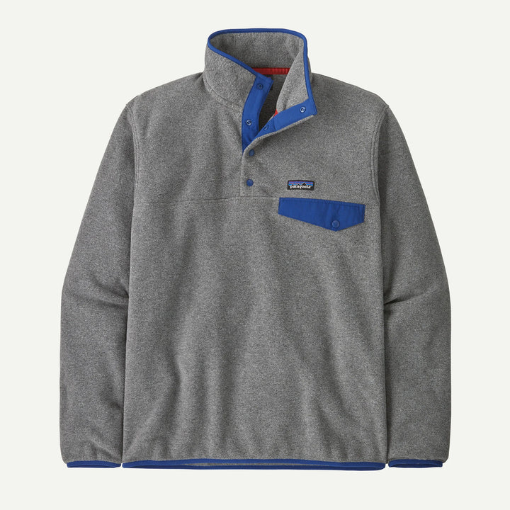 Patagonia Men's Lightweight Synchilla® Snap-T® Fleece Pullover: Nickel w/ Clement Blue