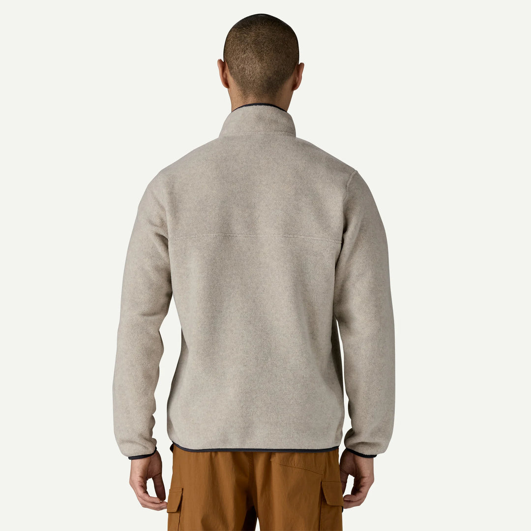 Patagonia Men's Lightweight Synchilla® Snap-T® Fleece Pullover: Oatmeal Heather w/ Smolder Blue