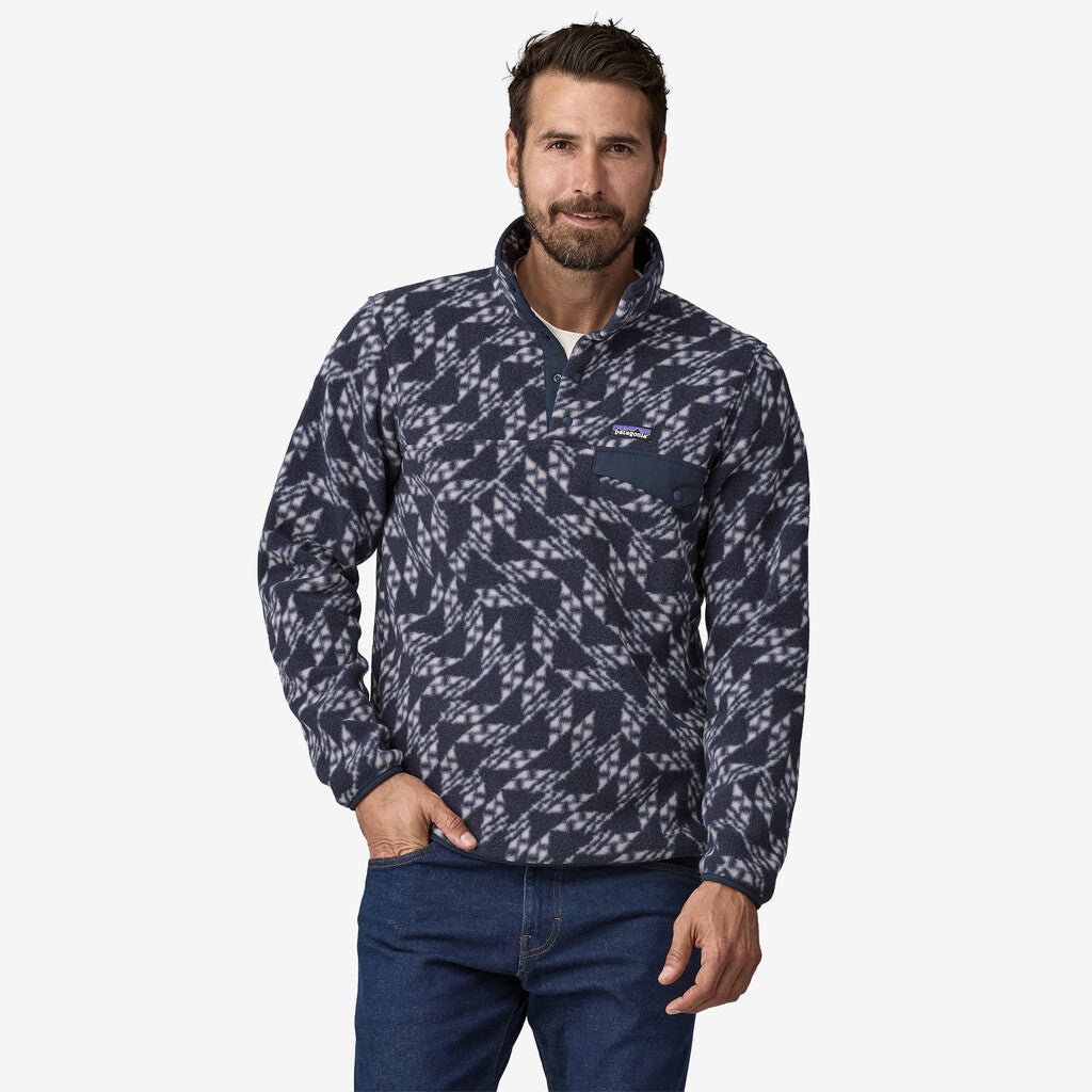 Patagonia Men's Lightweight Synchilla® Snap-T® Fleece Pullover: Synched Flight - New Navy