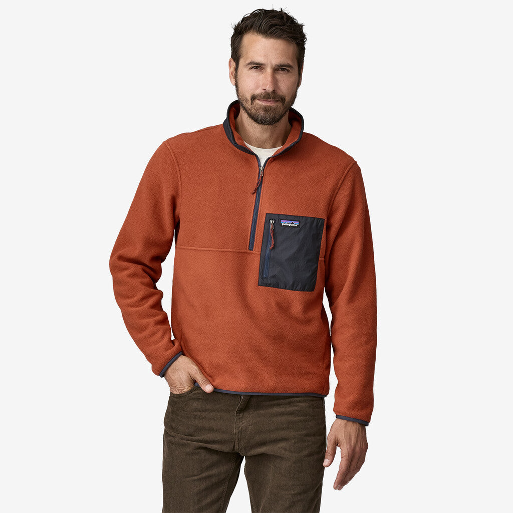 Patagonia Men's Microdini 1/2-Zip Fleece Pullover: Burnished Red