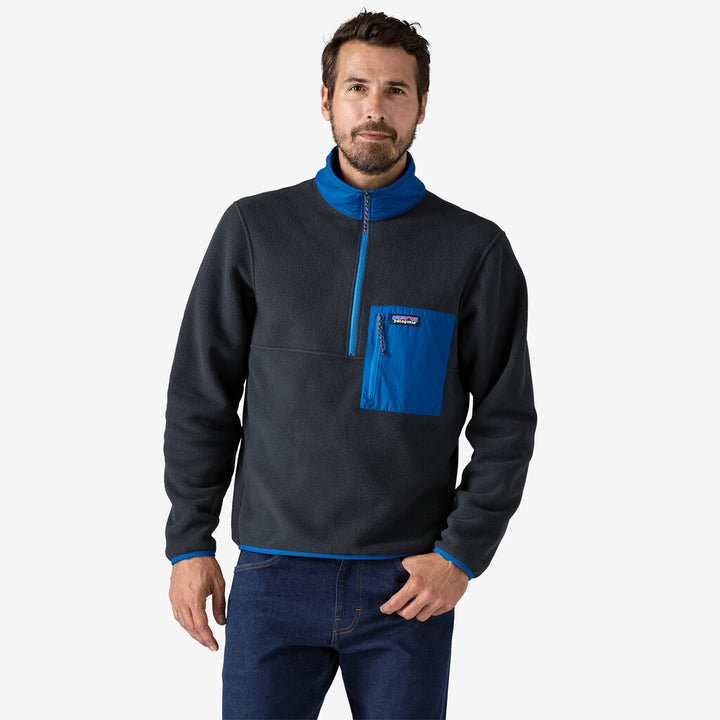 Patagonia Men's Microdini 1/2-Zip Fleece Pullover: Pitch Blue w/ Endless Blue