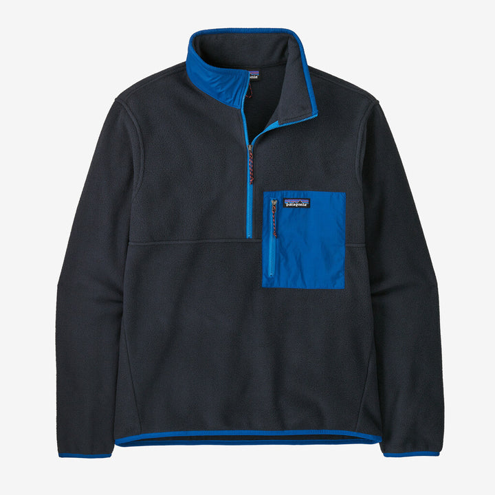 Patagonia Men's Microdini 1/2-Zip Fleece Pullover: Pitch Blue w/ Endless Blue