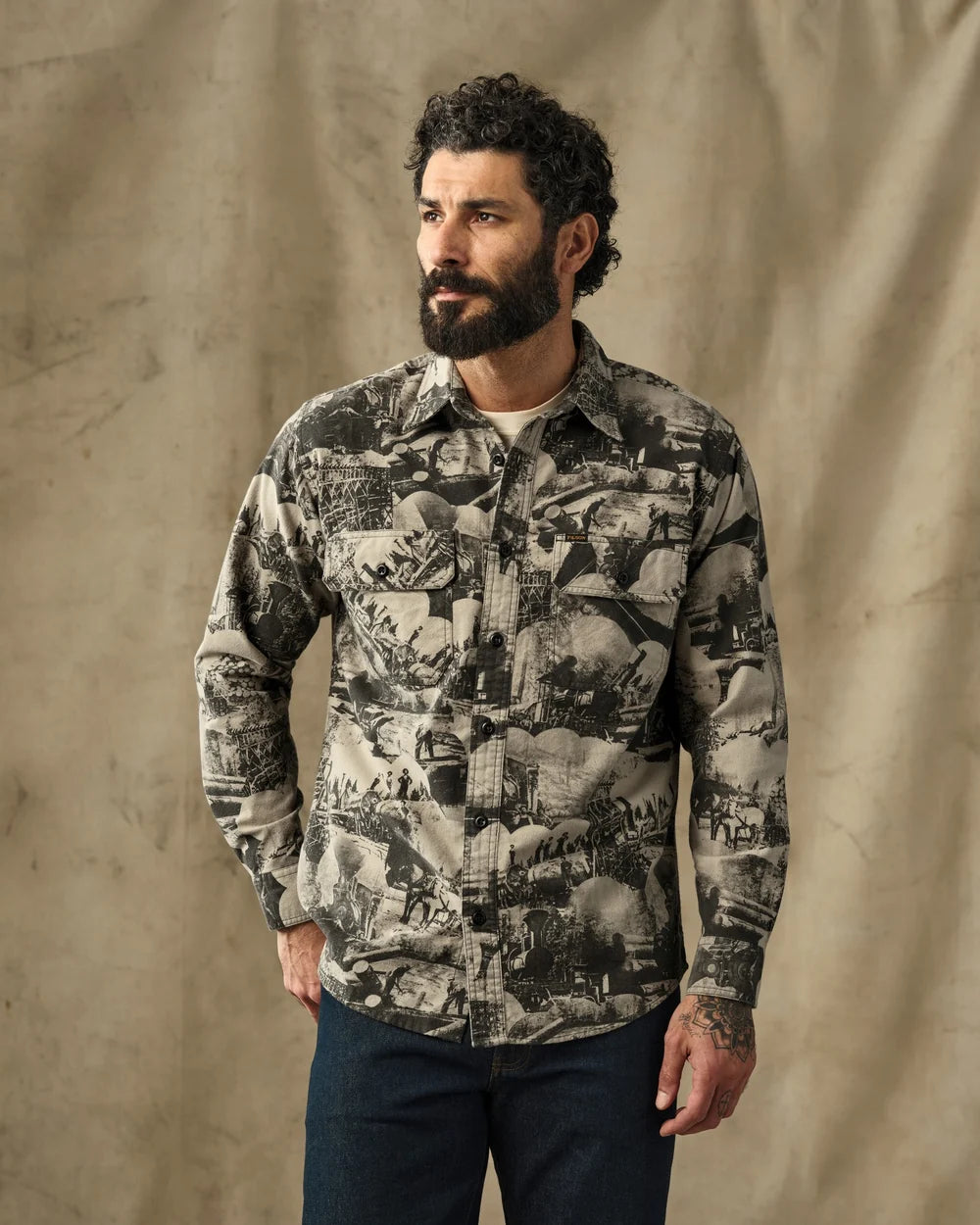 Filson Field Flannel Shirt: Vintage Khaki Print