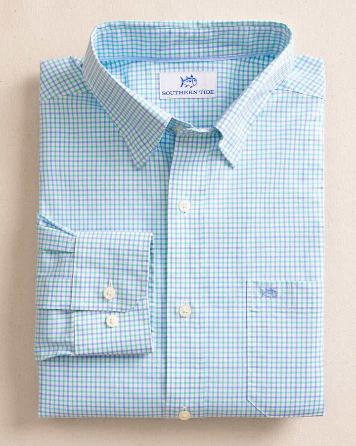 Southern Tide Charleston Summerton Plaid Sportshirt: Turtle Green