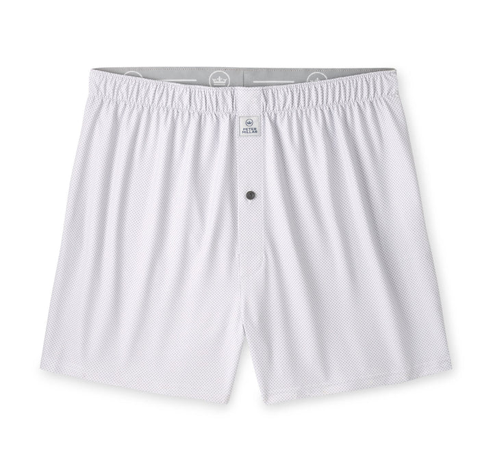 Peter Millar Phoenix Performance Boxer Short: White/Gale Grey