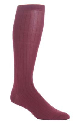 Dapper Classics Burgundy Solid Ribbed Fine Merino Wool Sock Linked Toe