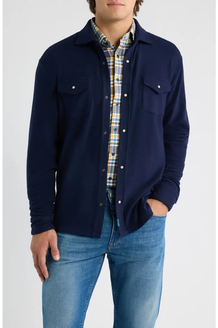 Johnnie-O York Snap Overshirt: Navy