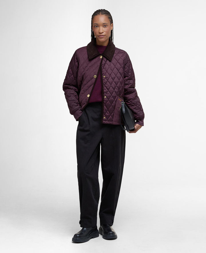 Barbour Marla Quilted Jacket: Black Cherry/Dark Brown/Muted Tartan