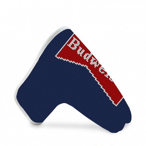 Smathers and Branson Needlepoint: Budweiser Vintage Bowtie Putter Headcover (Classic Navy) (White Leather)