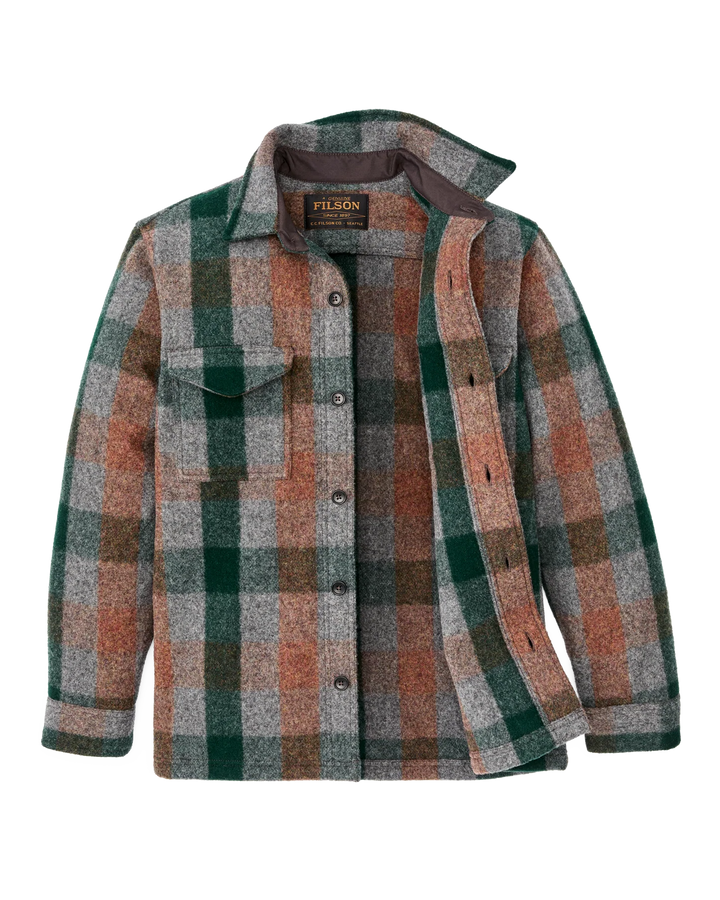Filson Mackinaw Wool Jac-shirt: Green/Orange/Gray Plaid