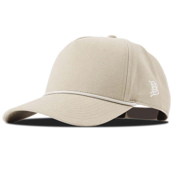 Branded Bills Bare Curved Canvas 5 Panel Rope Hat: Beige