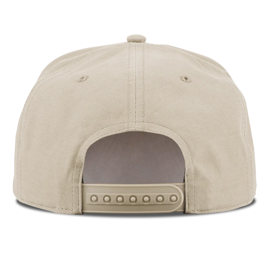 Branded Bills Bare Curved Canvas 5 Panel Rope Hat: Beige