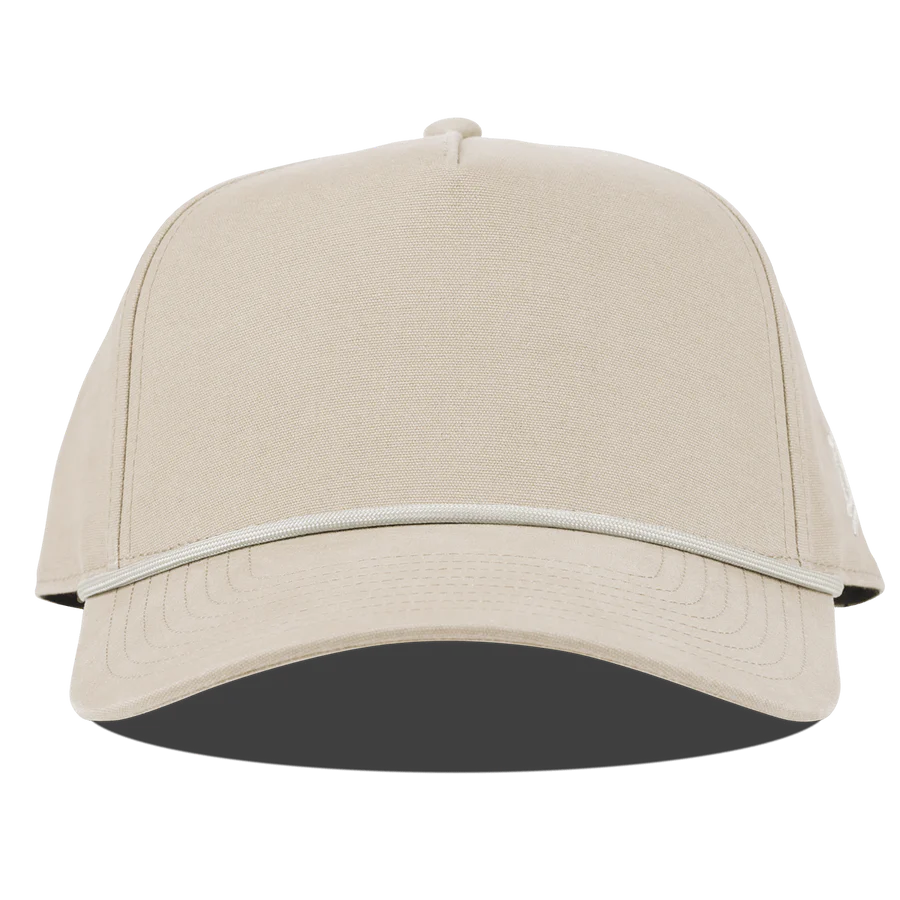 Branded Bills Bare Curved Canvas 5 Panel Rope Hat: Beige