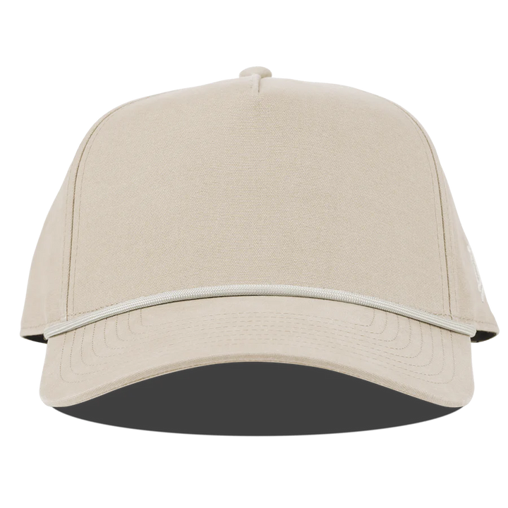 Branded Bills Bare Curved Canvas 5 Panel Rope Hat: Beige