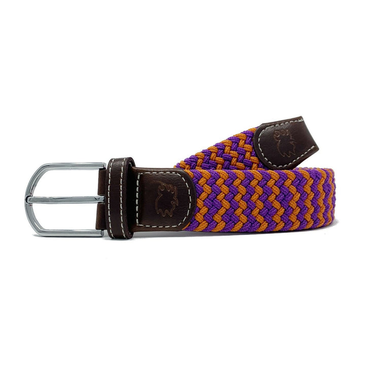 Roostas The Aiken Two Toned Woven Elastic Stretch Belt - Purple/Orange