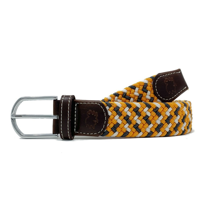 Roostas The Bristol Two Toned Woven Elastic Stretch Belt - Orange/Smokey/White