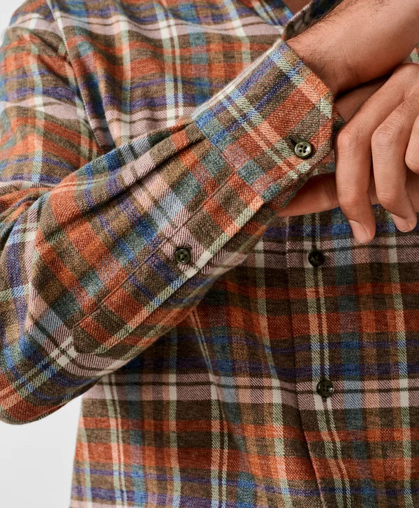 David Donahue Spice & Multi Brushed Plaid Sport Shirt