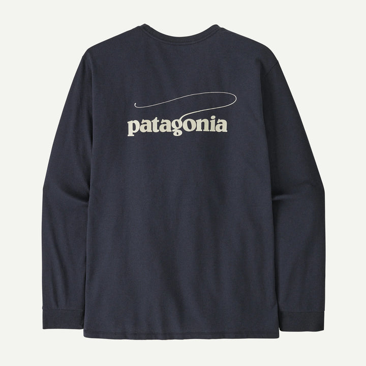 Patagonia Men's Long-Sleeved Casting Logo Responsibili-Tee®: Smolder Blue