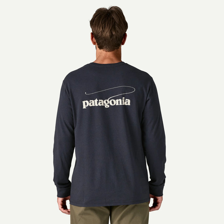 Patagonia Men's Long-Sleeved Casting Logo Responsibili-Tee®: Smolder Blue