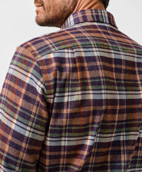 David Donahue Merlot & Multi Brushed Plaid Sport Shirt