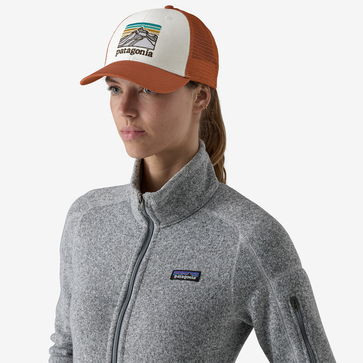 Patagonia Line Logo Ridge LoPro Trucker Hat :  White w/Burnished Red
