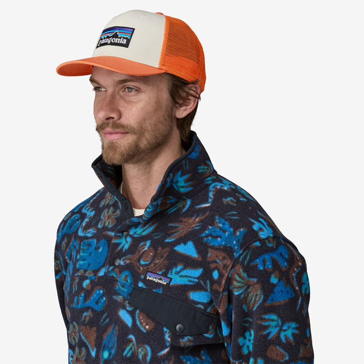 Patagonia P-6 Logo Trucker Hat : White w/ Redtail Rust