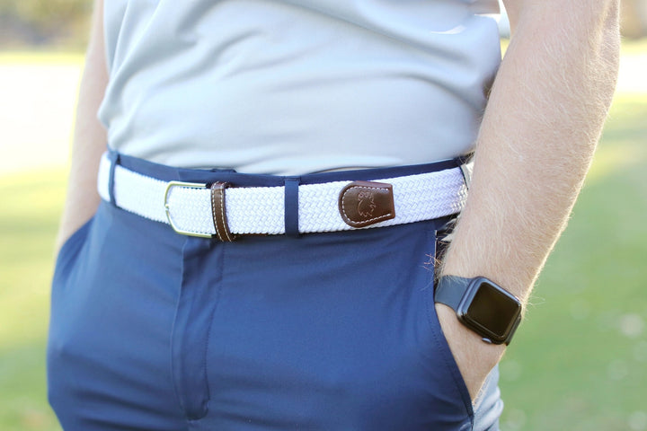 Roostas The Destin Woven Elastic Stretch Belt - White